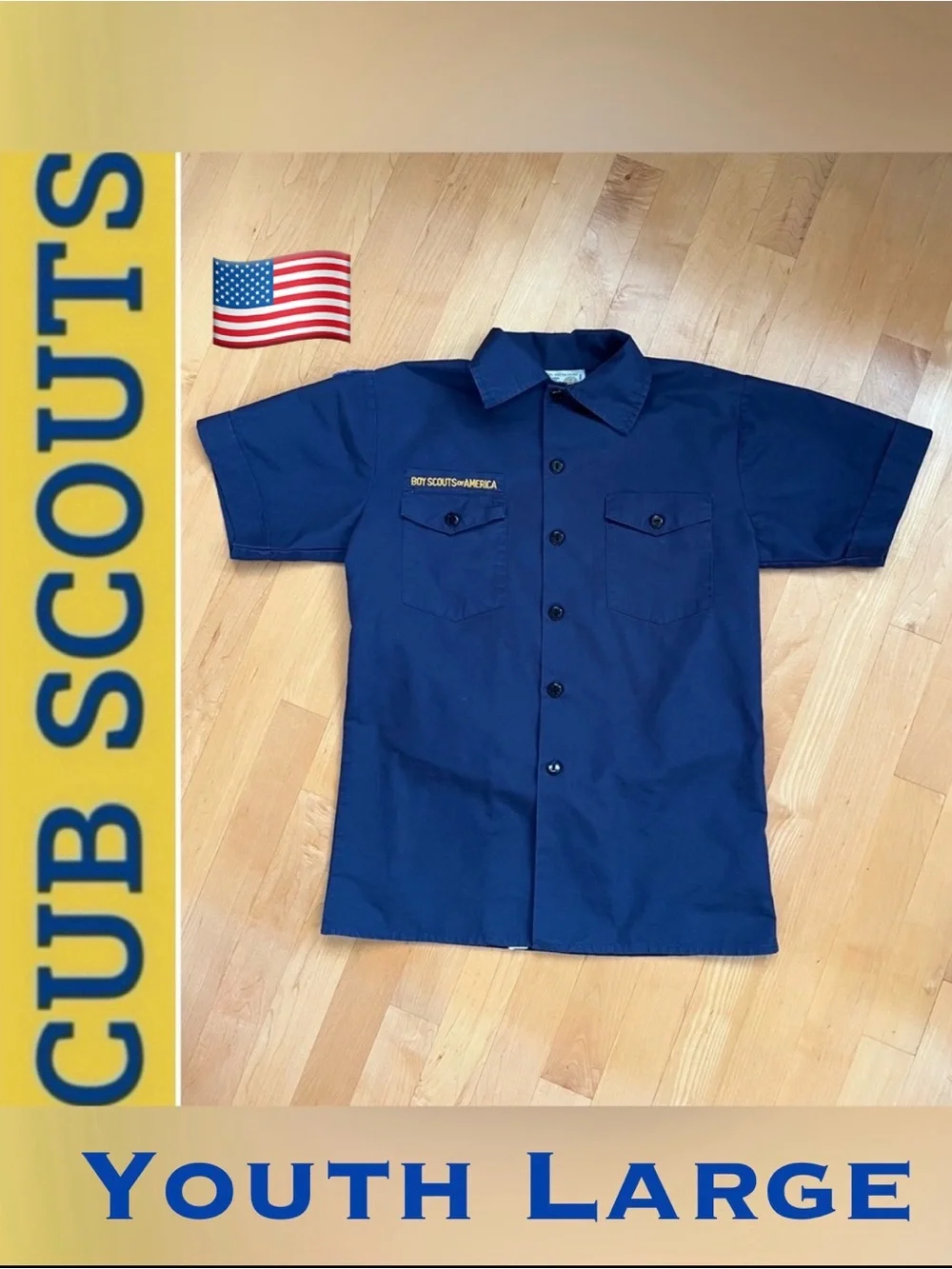 🇺🇸Short-Sleeve Cub Scout Class A Uniform Shirt | Boy Scouts of America Youth Lg